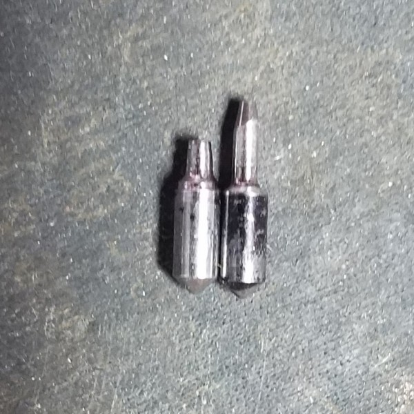 Two completed before shortening shank