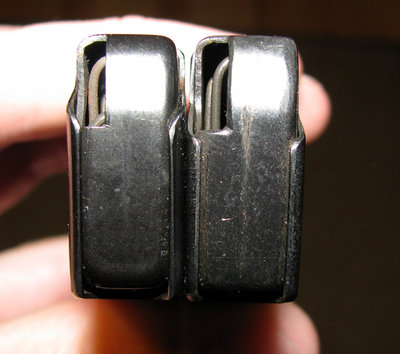Left mag has longer feed lips.