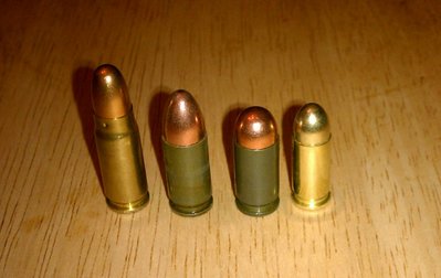 From Left to Right: 7.62X25, 9MM Luger, 9X18, 32ACP