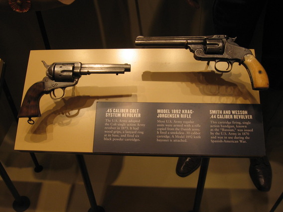 Here's a Colt 45.  Note the reduce front sight.  Also a Schofield.