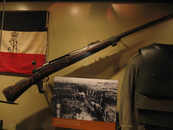 A real oddie: an oversized Mauser bolt rifle used for an anti-tank weapon during WWI.  I have read these were seized after the war and used as test beds to develop the 50 BMG round.
