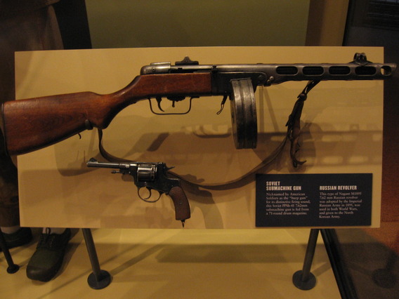 A PPSH and a Nagant pistol.  From Korea, I think.
